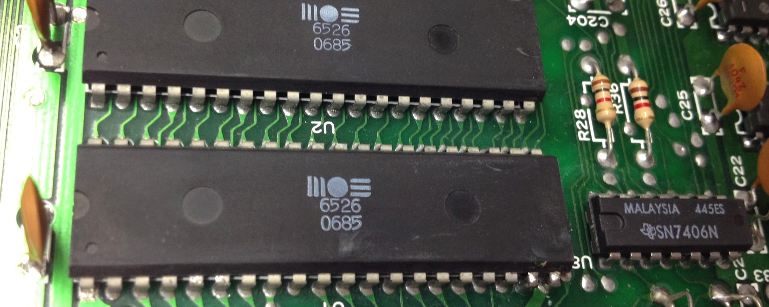 Commodore 64 Assy No. 250425 Rev. A repair log with a broken power switch and CIA chip at U1 (MOS 6526)