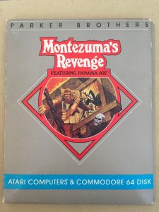 Montezuma's Revenge featuring Panama Joe from Parker Brothers for the Commodore 64. This is the front cover of the game.