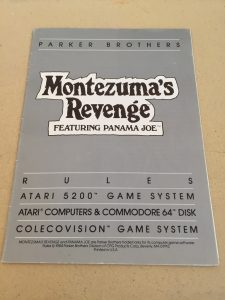 Montezuma's Revenge Parker Brothers game manual
