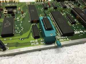Assy 250469 Rev. 4 with a broken RAM IC. New ZIF socket mounted.