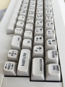 Commodore 64C keyboard with strange keys.
