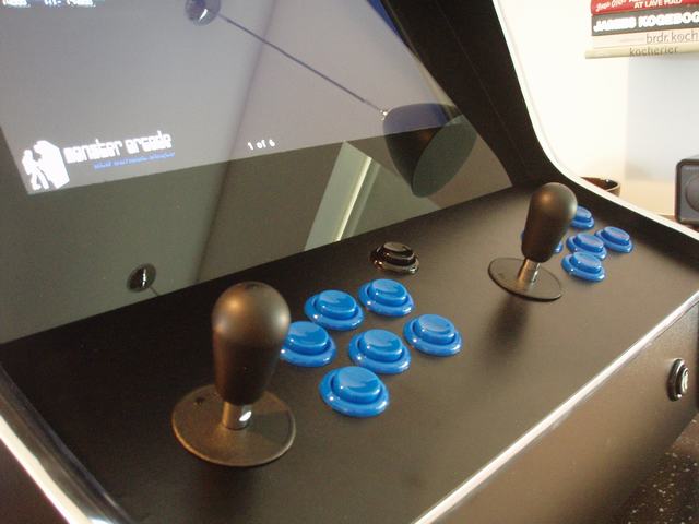 Monster Arcade Jr. MAME arcade machine with Happ Standard buttons and Sanwa JLW-UM-8 joysticks