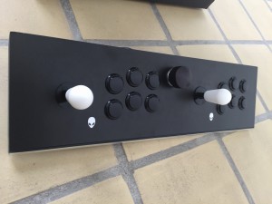 Monster arcade MAME cabinet control panel with white bat tops