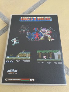 EasyFlash game cartridge with Ghost 'n Goblins game presented in a Universal Game case