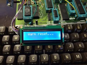 Commodore 64 cold reset. Switchless reset system using an Arduino Pro Mini and a LCD to display number of resets sinde last power-up. Read more on breadbox64.com including the source code for the project.