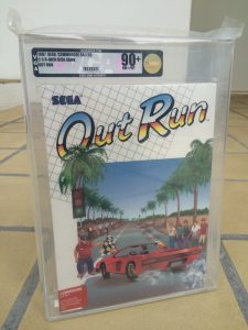 Commodore 64 Sega Out run Video Game Authority grade of 90+ (near mint+/mint condition). Read the post on breadbox64.com