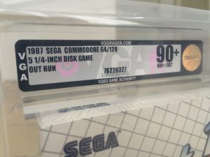 Commodore 64 Sega Out run Video Game Authority grade of 90+ (near mint+/mint condition). Read the post on breadbox64.com