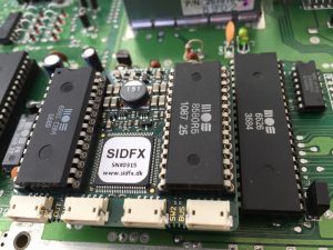 The SIDFX mounted in a Commodore 64 Assy 250469 short board. machine. Read more on breadbox64.com-