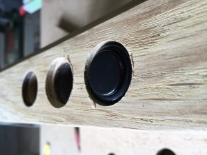 Fightstick holes using a router. DIY fightstick. breadbox64.com