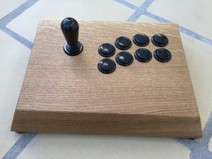 Myoungshin Fanta fightstick made from oak. breadbox64.com