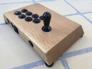 Myoungshin Fanta fightstick made from oak. breadbox64.com