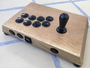 Myoungshin Fanta fightstick made from oak. breadbox64.com