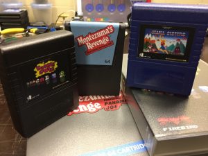 Commodore 64 cartridge games: Montezuma's Revenge, Giana Sisters,, Bubble Bobble. breadbox64.com