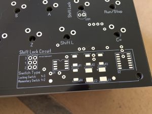 New keyboard for the C64. Black PCB with Shift Lock circuit.